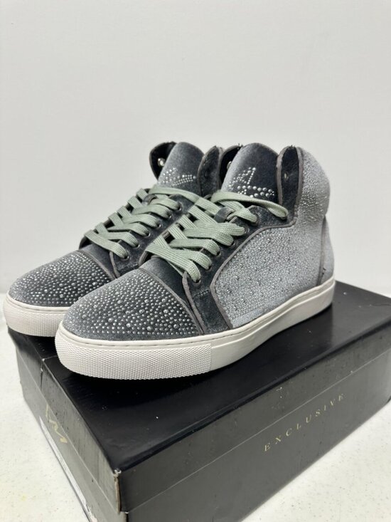 After Midnight Flash Sneakers Men 9 Silver Velvet Rhinestone Studded Bling main image 11